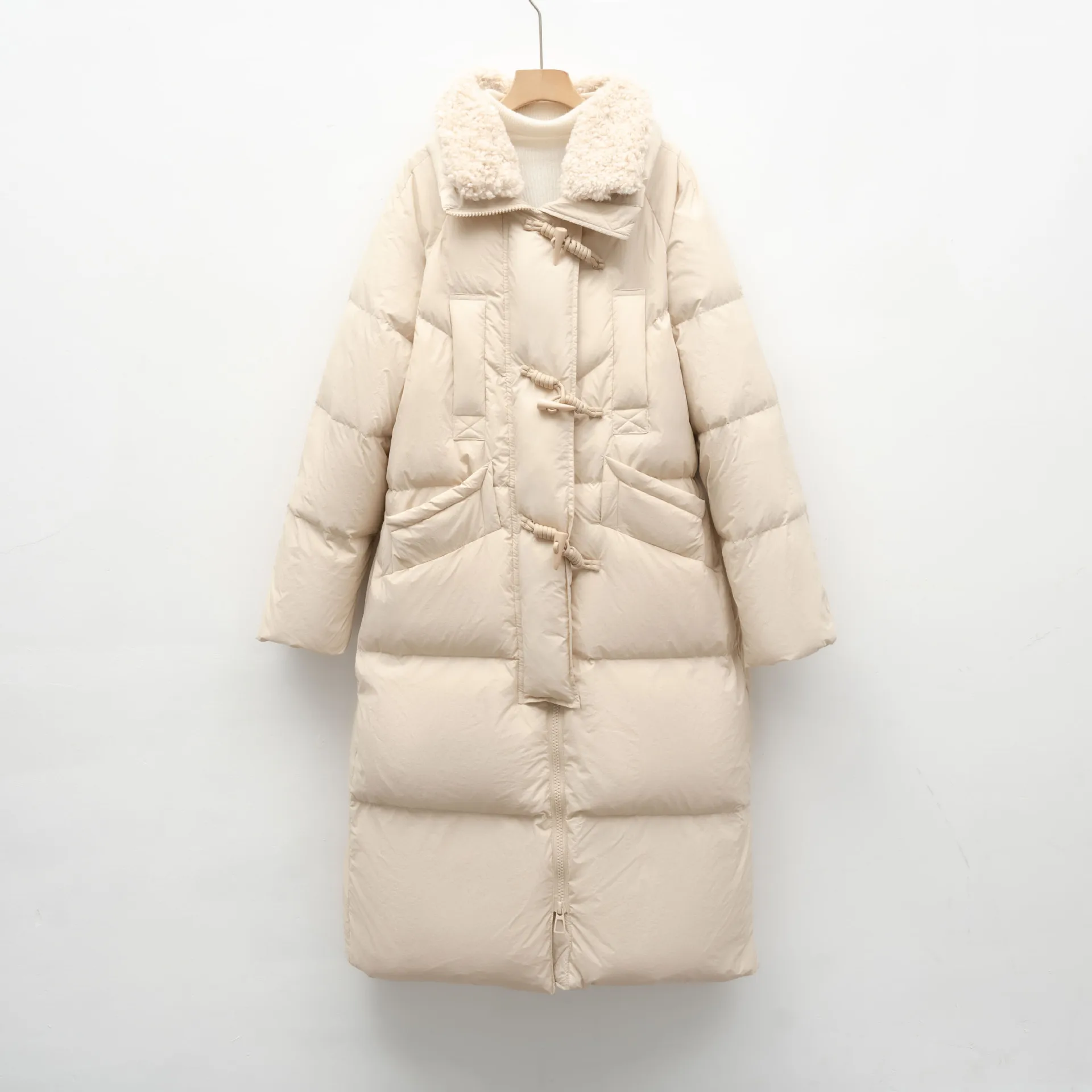 Winter Fluffy Hooded Mid Length Warm Down Jacket Female Loose Warm Jackets Women White Duck Down Puff Windproof Parker Outwears
