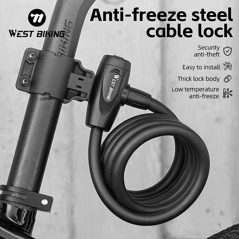 

WEST BIKING Bicycle Steel Cable Lock Outdoor Cycling Anti-theft Lock With Keys Security Bike Accessories 1.2M /1.5M Bicycle Lock