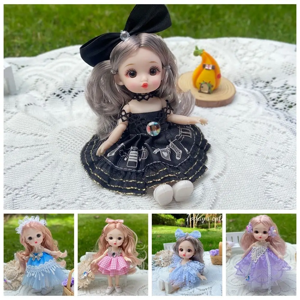 

16 Cm Big Eyes Princess BJD Doll Movabl 13 Joints 16cm Bjd Doll Fine Clothes Thick Hair 13 Movable Joints Mini Girl Toy Kids Toy