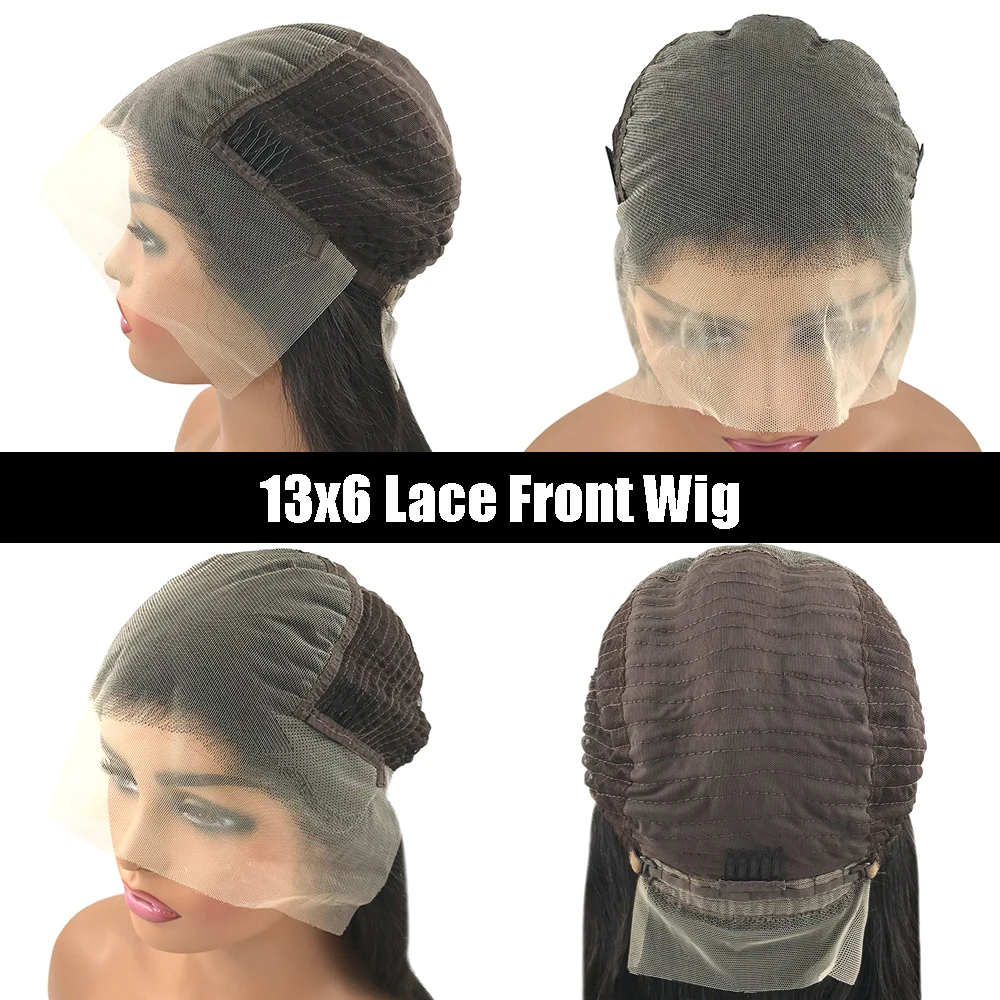 Ombre Brown Layered  Human Hair Wigs For Women Blowout Looks 13x6 Lace Frontal Wig Human Hair Pre-Cut Lace Wig With Curtain Bang