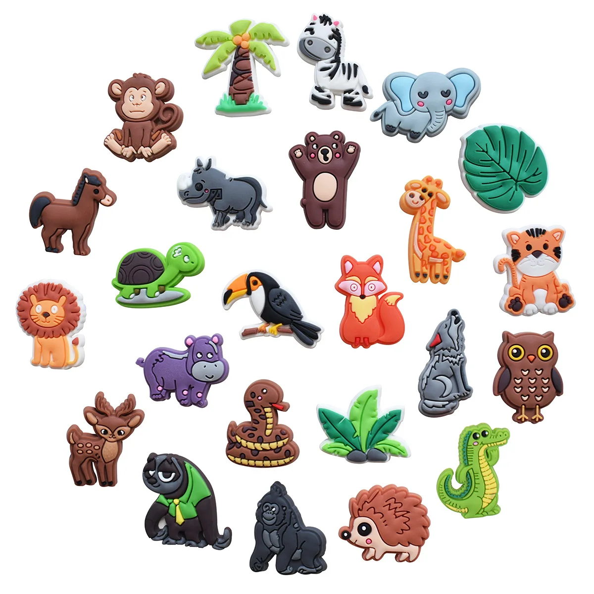 

New 1Pcs PVC Cute Animal Zoo For Croc Charm Woman Clogs Buckle Kids Pins Decoration Jeans Shoe Accessories X-mas Gift Wholesale