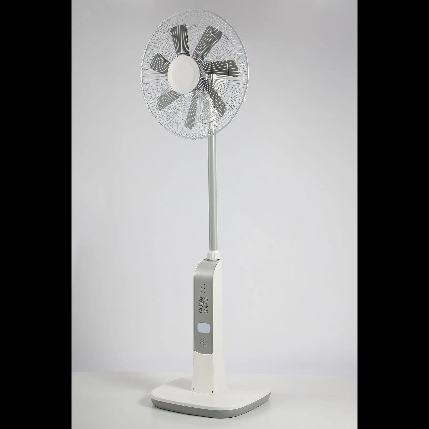 16-Inch Digital Emergency Cooling Electric Floor Fan Large Capacity Solar Rechargeable Battery New Model 12V Plastic Music