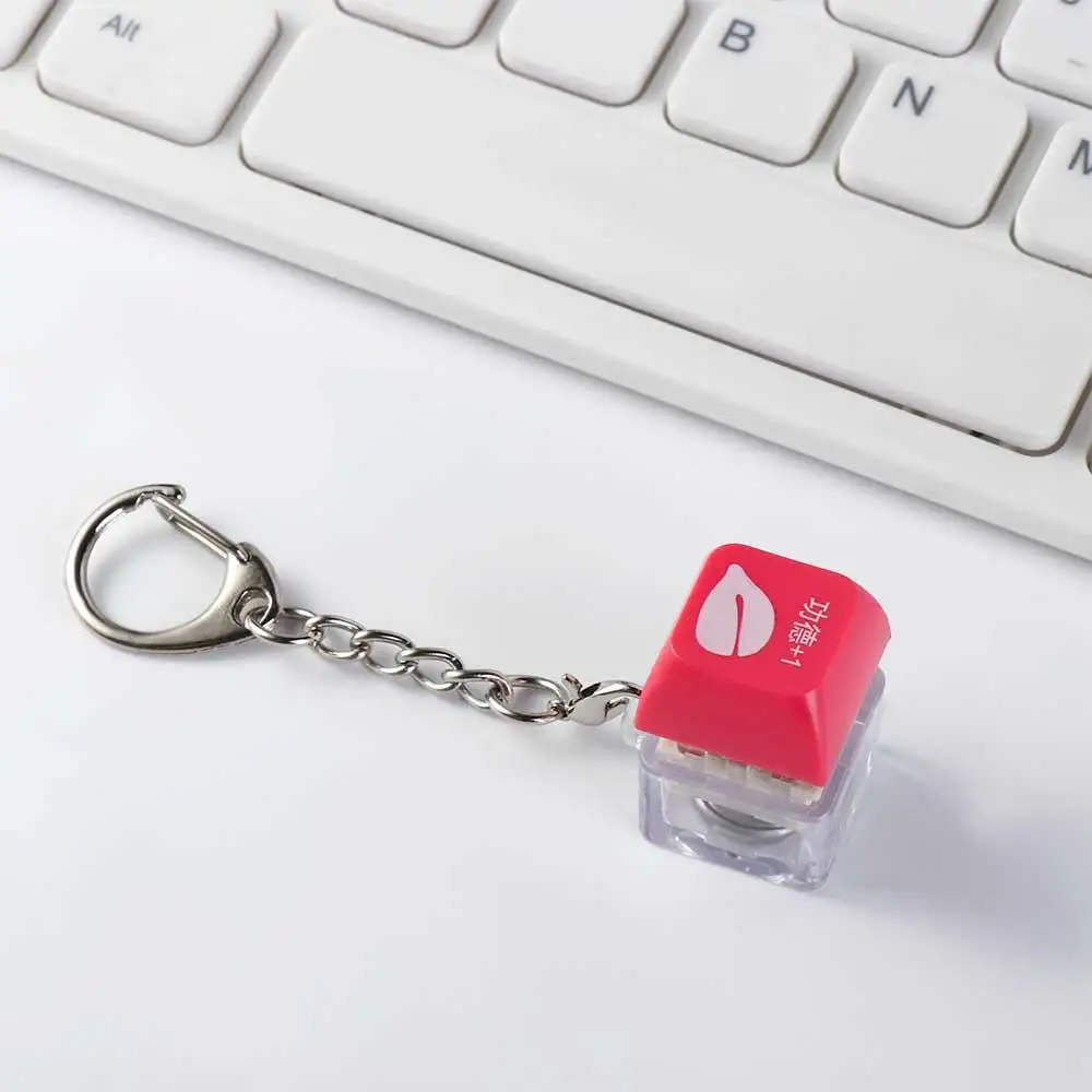 LED Wooden Fish Keyboard Keychain Wooden Fish ABS Mechanical Keyboard Key Chain Keyboard Switche Carabiner Keycap