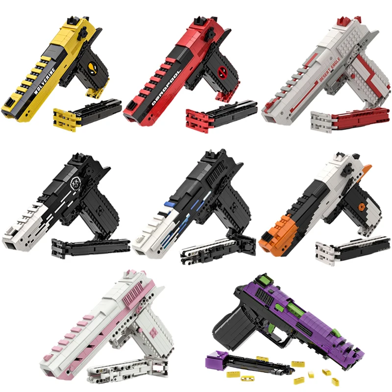 8 أنواع من مكعبات بناء مسدس نسر الصحراء الإبداعية MOC التقنية قادرة على إطلاق الرصاص تجميع لعبة الطوب هدية للأطفال #1