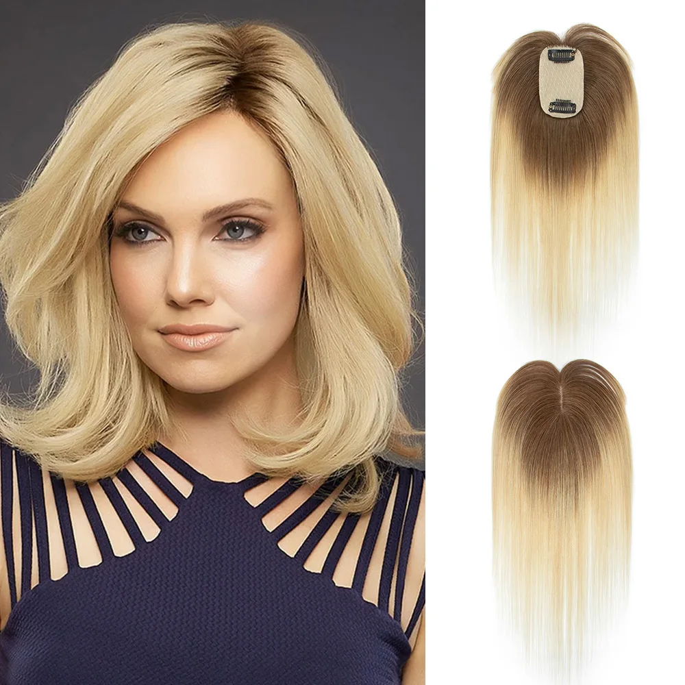 

5x9cm Real Human Hair Toppers for Women Daily 360° Bangs 3D Hair Pieces 20, 25, 30, 35cm Hair Toppers