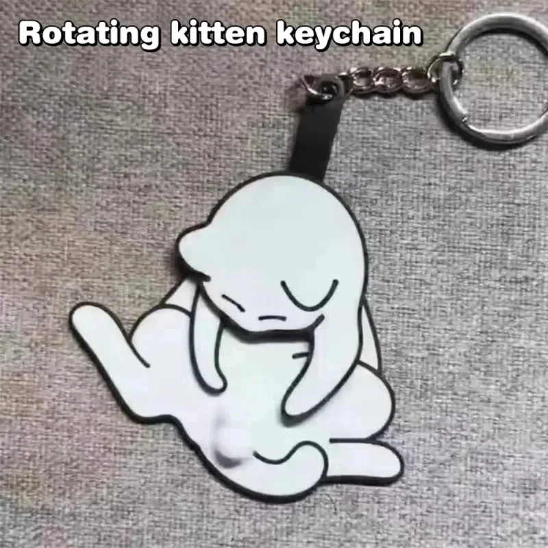 Criativo puxar jogar ovo gato chaveiro brinquedos fidget bonito engraçado rotativo acrílico saco pingente para mulheres chaveiro bolsa acessório