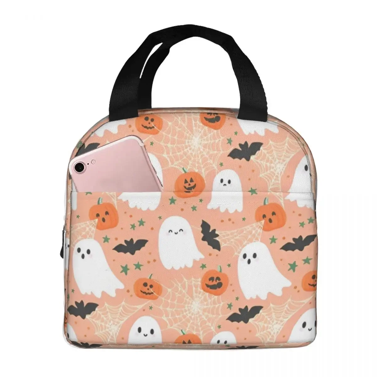 Halloween Pumpkins Ghosts Insulated Lunch Bag Trick or Treat Lunch Container Thermal Bag Tote Lunch Box School Food Handbags