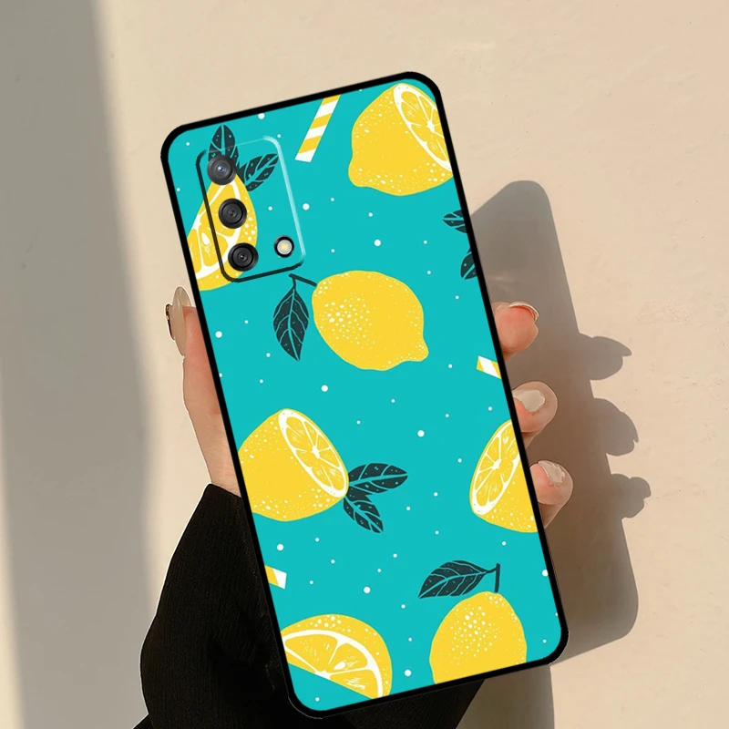 Fruit Lemon Case For OPPO A57 A77 A17 A15 A16 A76 A96 A54 A74 A52 A72 A91 A93 A5 A9 A31 A53 A54S Funda