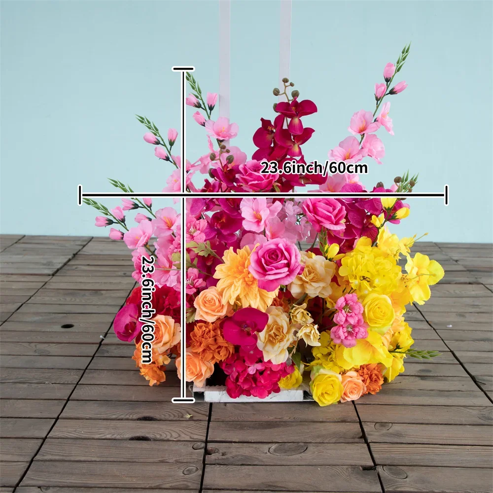 Arreglo Floral para boda, serie roja, amarilla, naranja, rosa, orquídea, glicina, arco de flores artificiales, telón de fondo, decoración para eventos personalizada