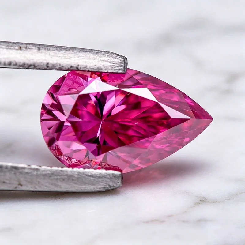 Moissanit-Stein Birnenform Rosa Farbe Laborgezüchteter Edelstein für DIY-Schmuck Ring Halskette Ohrringe Hauptmaterialien mit Zertifikat – Detail 5