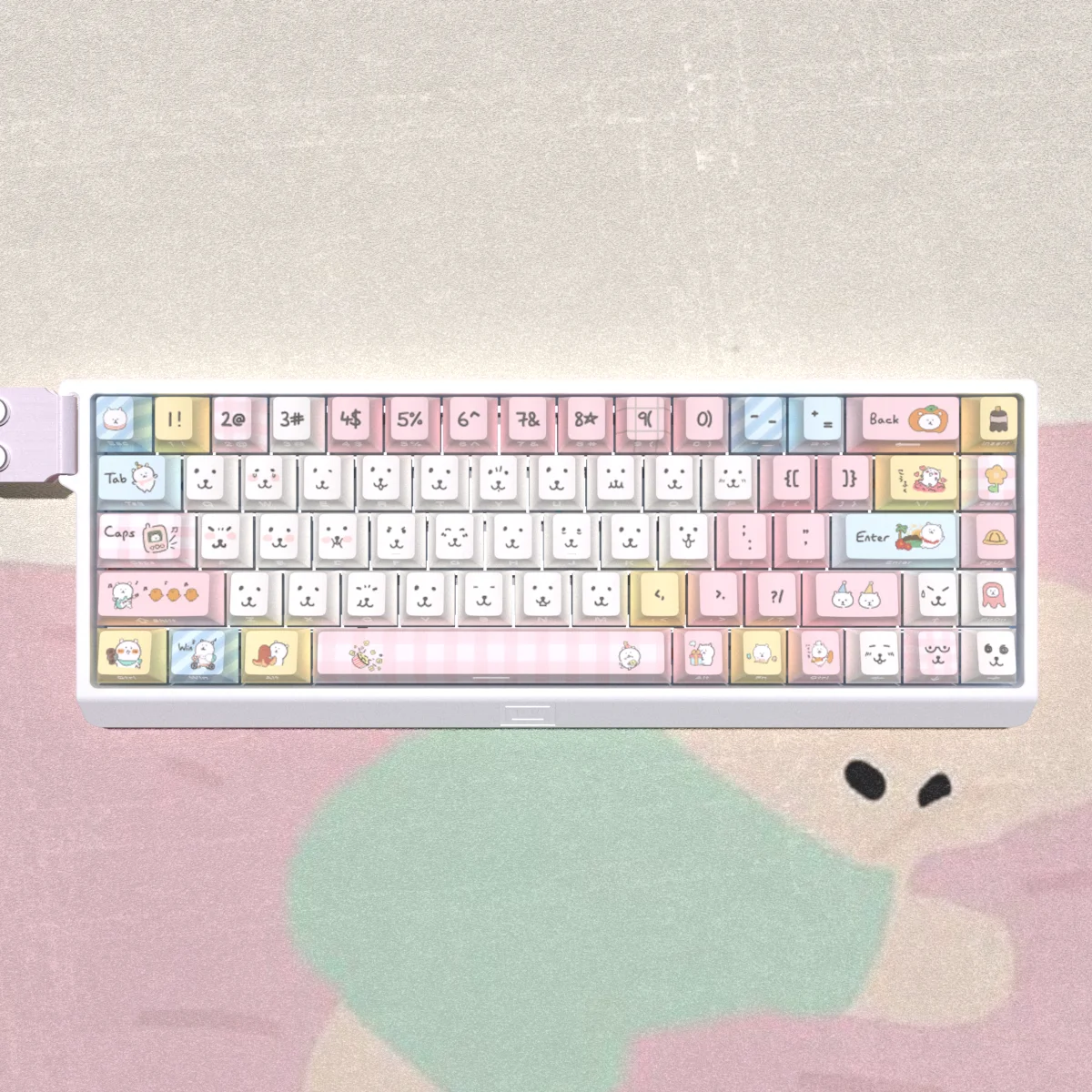 

135 Keys Self-Deprecating Bear PBT Side Print Keycaps Cherry Style Translucent Dye-Sub Compatible MX 61 64 68 87 96 104 108