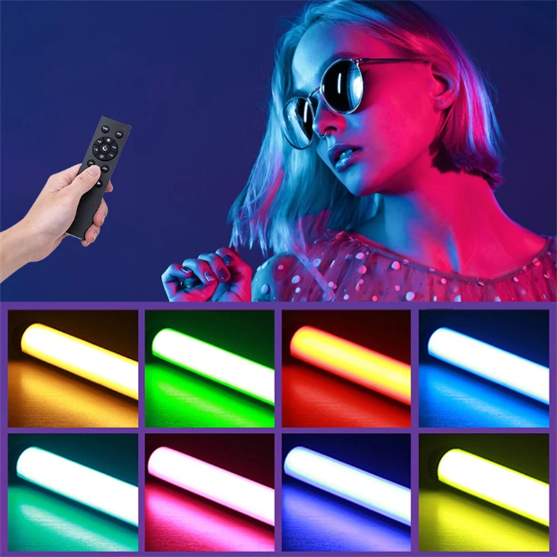 RGB Video Light Wand Handheld Multi Color LED Photography Light Stick Dimmable 2700K-7500K CRI97+ Equipped with dimming board