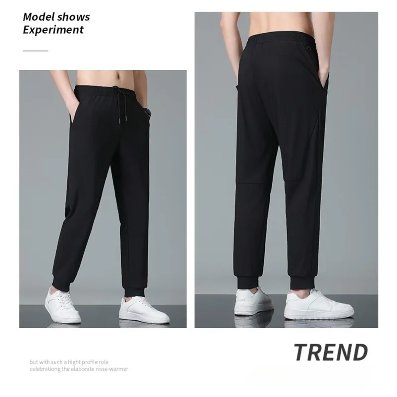 

Men's High Elasticity Breathable Trend Versatile Ice Silk Pants Outdoor Fishing Casual Sweat Absorbing Quick Drying Sports Pants