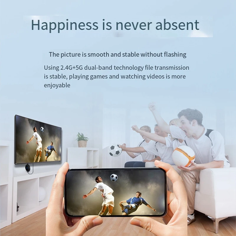 1080P Wireless -Compatible Streaming Adapter -Compatible Same-Screen Device,For Phone/Tablet/Projector Black