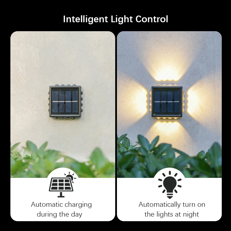 16 levou lâmpada solar, luz de parede ao ar livre, luz de quatro folhas, iluminação cerca, jardim, rua, varanda, pátio, camping