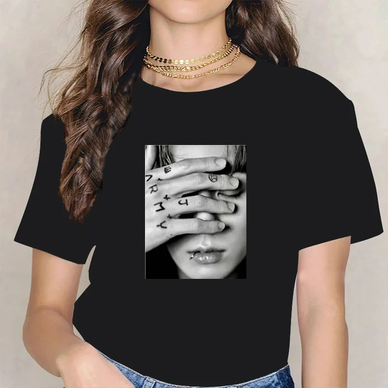 Vintage T Shirt Jungkook Graphic Unisex Oversized Tops Gothic Plus Size Women's T-Shirt Kpop Aesthetic Goth Fashion Streetwear