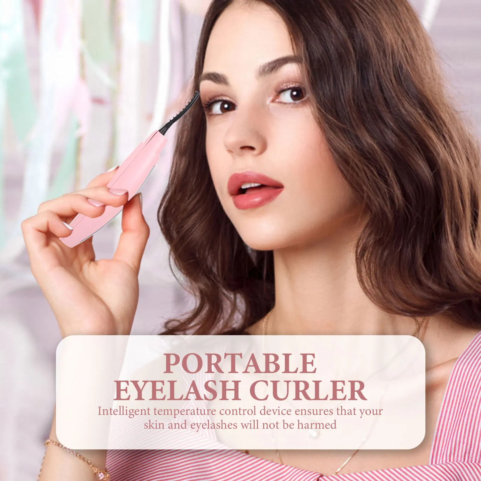 

1PC Electric Eyelash Curler Heated Fast Heating Portable Eyelash Curling Tool Intelligent Temperature Control Device for Women