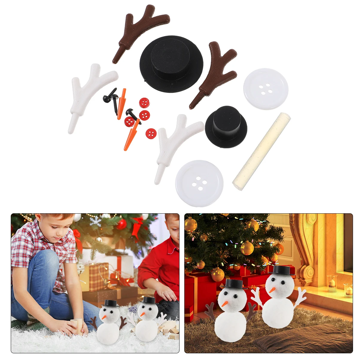

46 Pcs DIY Snowman Crafts Material Creative naments Portable Reusable Plastic Decoration Christmas Crafts Family Fun