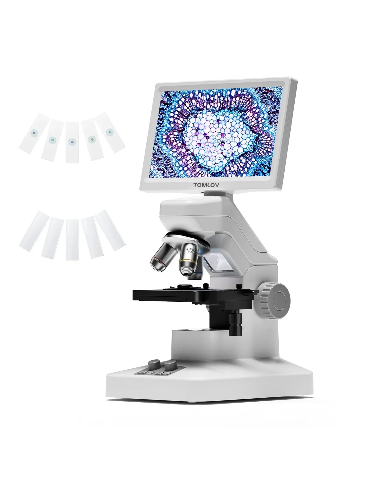 TOMLOV Microscope composé optique biologique professionnel 301 Max Microscope à trois trous amélioré pour laboratoire scolaire pour enfants
