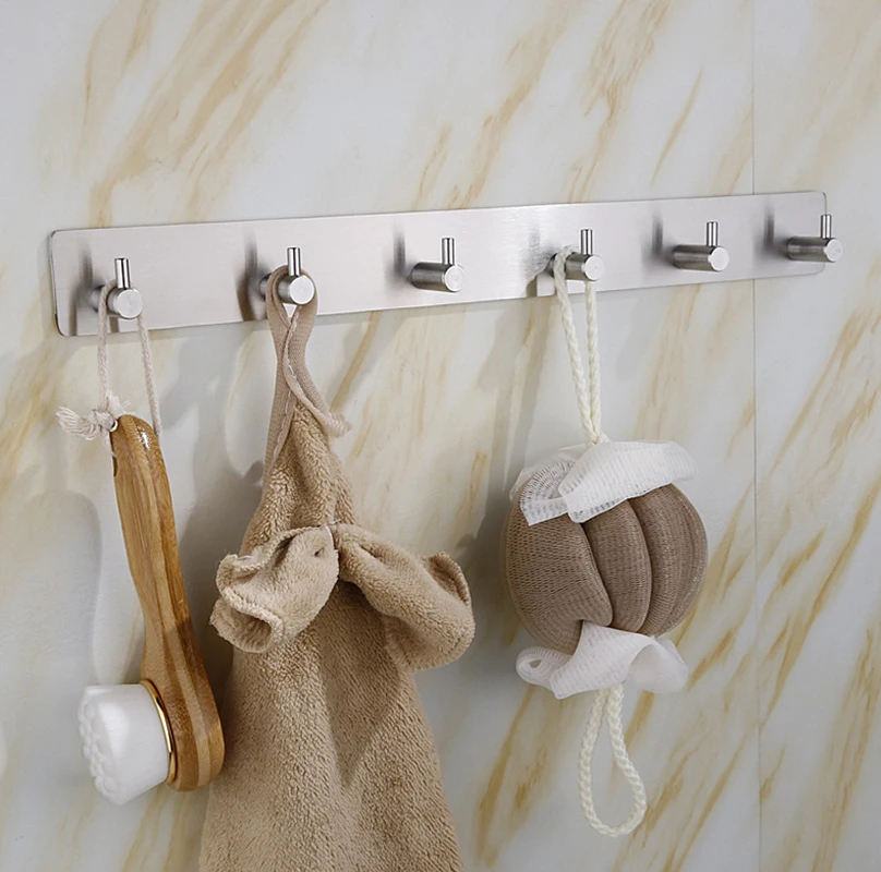 Stainless Steel 3M Self Adhesive Hooks Sticky Wall Door Hook Robe Tea Towel Rustproof Towel Rack, Clothes Coat Hanger