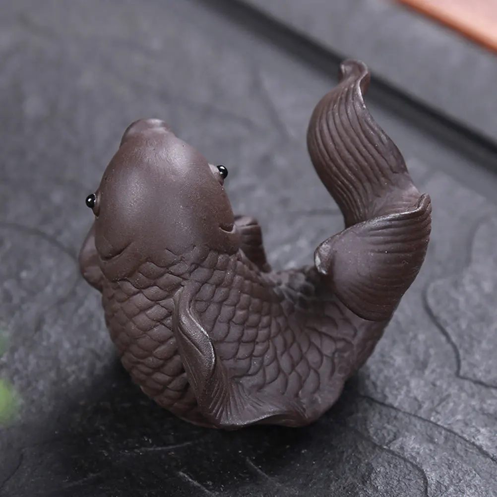 

Purple Sand Carp Decor Tea Pet Craft Ornament Flowerpot Decoration Creative Figurine Clay