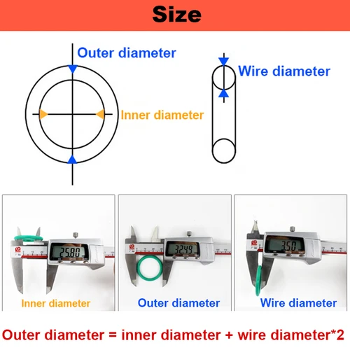Imagen 2 del producto Diámetro del cable 8mm FKM Fluororubber junta tórica anillo de sellado CS OD 36mm-760mm junta de sellado verde anillo resistente a la corrosión calor 1 Uds
