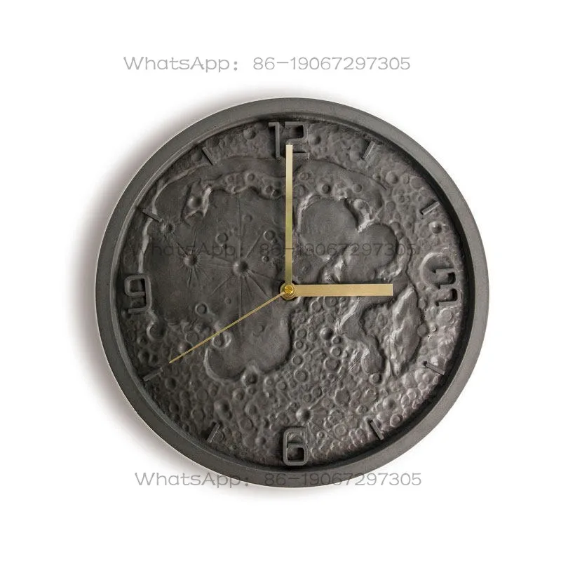 Nordic modern industrial wind cement wall clock, lunar planet luminous creative clock