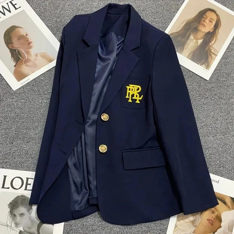 Blazer blanc à simple boutonnage pour femme, veste trempée, blazer formel de bureau décontracté, manteau brodé, haute qualité