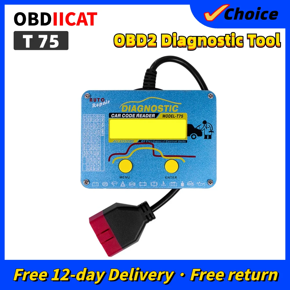 OBDIICAT Professional Auto Code Reader T75 for Vo-l-vo after 2001 All System Engine ABS SRS Diagnostic Scanner