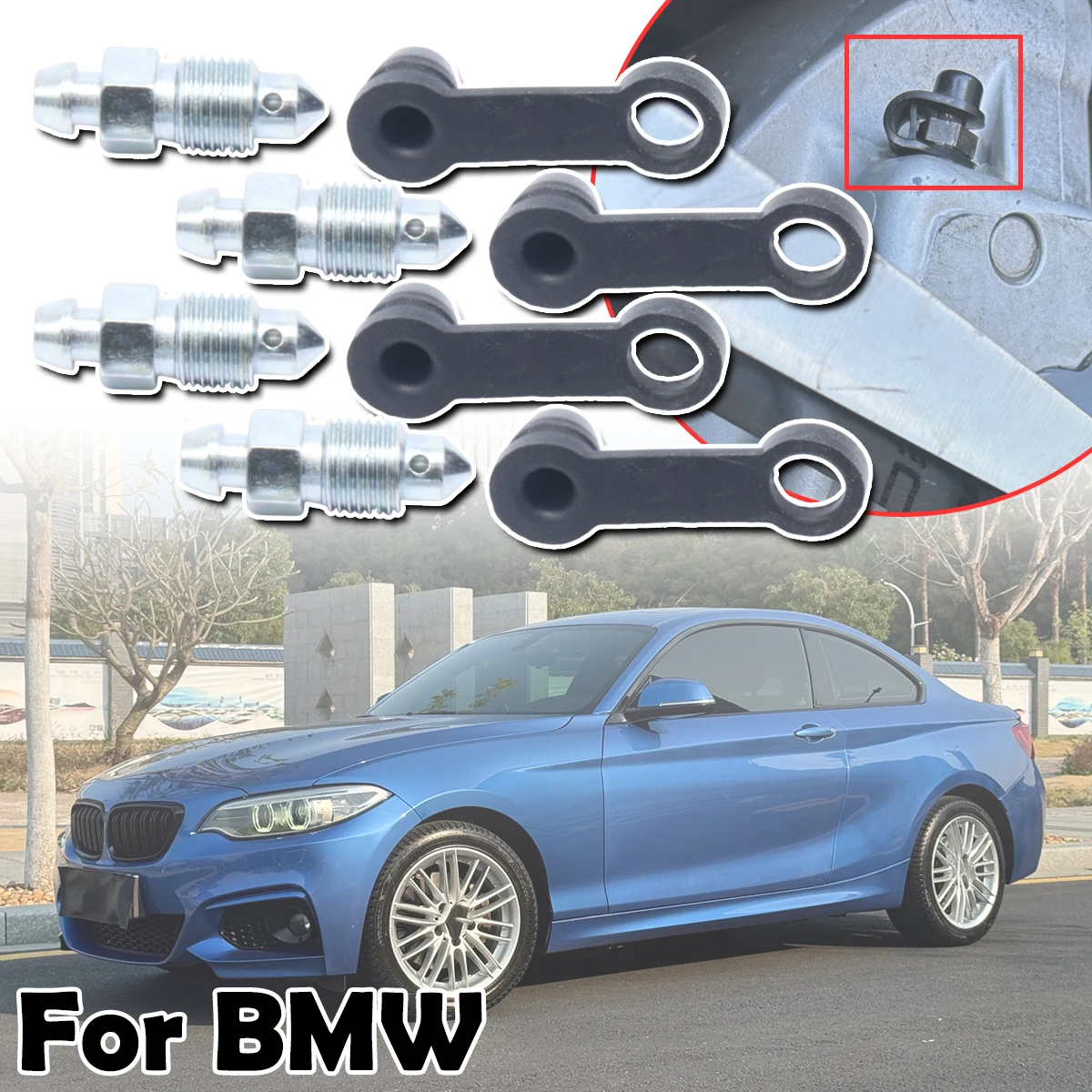 

For BMW F30 F31 F34 M5 F10 F22 F23 F87 Rear Bleeder Valves and Rubber Dust Caps Left Right Caliper Bleed Nipple Screw Repair Kit