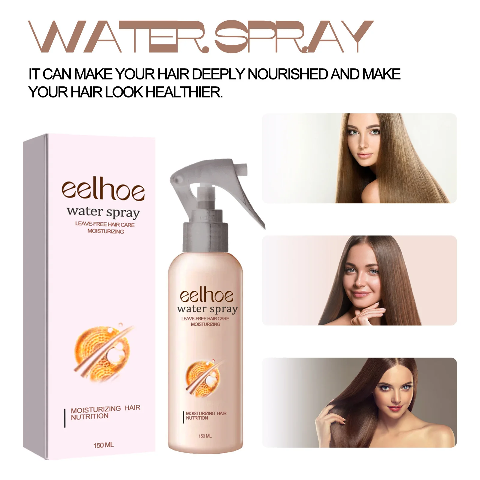 EELHOE Smoothing Water Spray Anti perdita di capelli rafforza il trattamento del cuoio capelluto della radice dei capelli nutre la riparazione del prodotto per la cura dei capelli danneggiati secchi