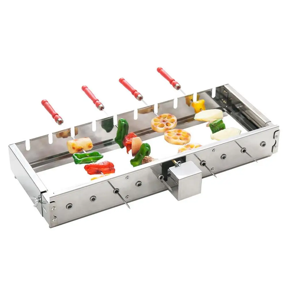 Commercial Stainless Steel Grill Skewers Full-automatic Barbecue Rotate Machine Width Adjustable Hot Dog Roller