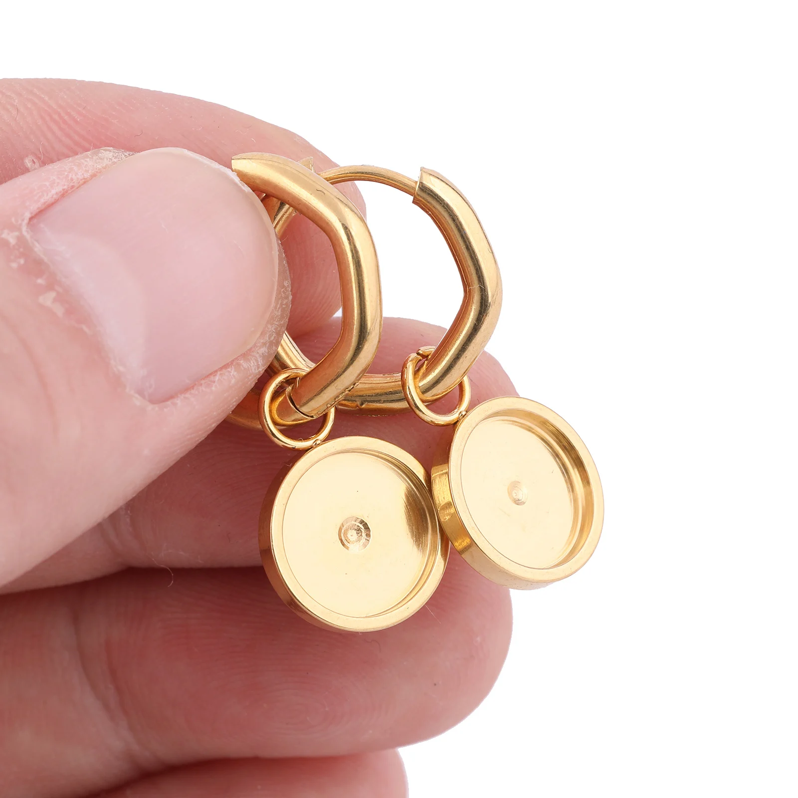 

6 шт., позолоченные серьги из нержавеющей стали с застежкой-крючками, фурнитура, подходят для сережек с кабошоном 10 мм, безель, заготовки для установки, сделай сам