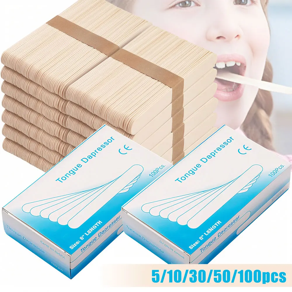 

100/50/10/5pcs Tattoo Waxing Stick Disposable Tongue Depressor Wooden Sterilization Individual Package Removal Stick Beauty Tool