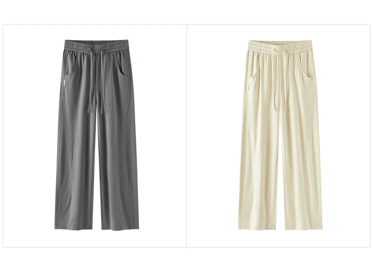 Damenhosen: Lässige, geschlitzte, lockere, geschwungene Slim-Fit-Hose im minimalistischen, vielseitigen Stil mit geschwungenem Bein – Sommermode 2026 für den Alltag – Detail 12