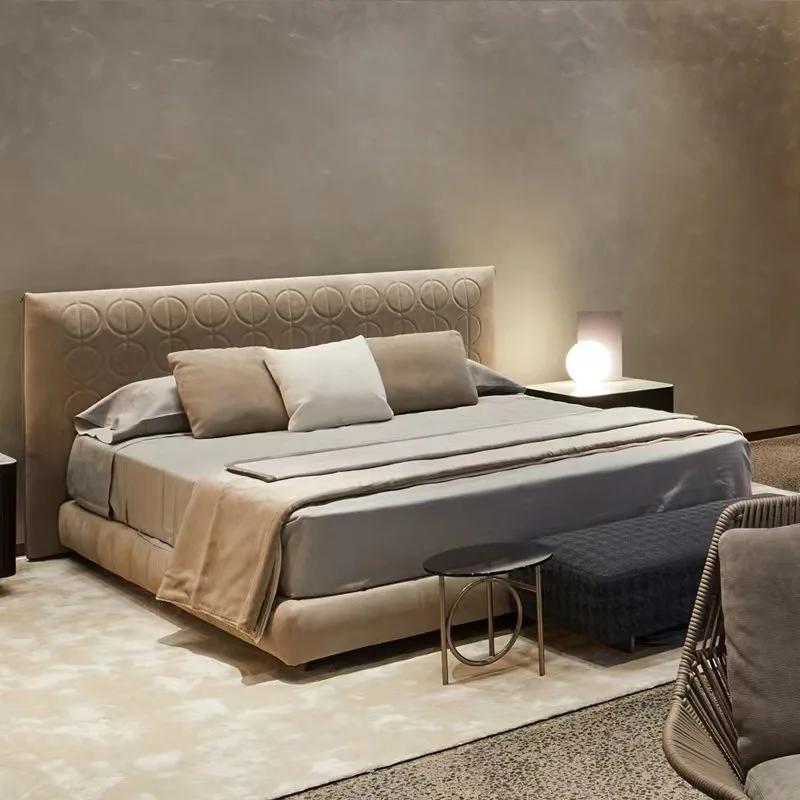 Simple embroidery double high back designer light luxury master bedroom high-end 1.8M wedding bed