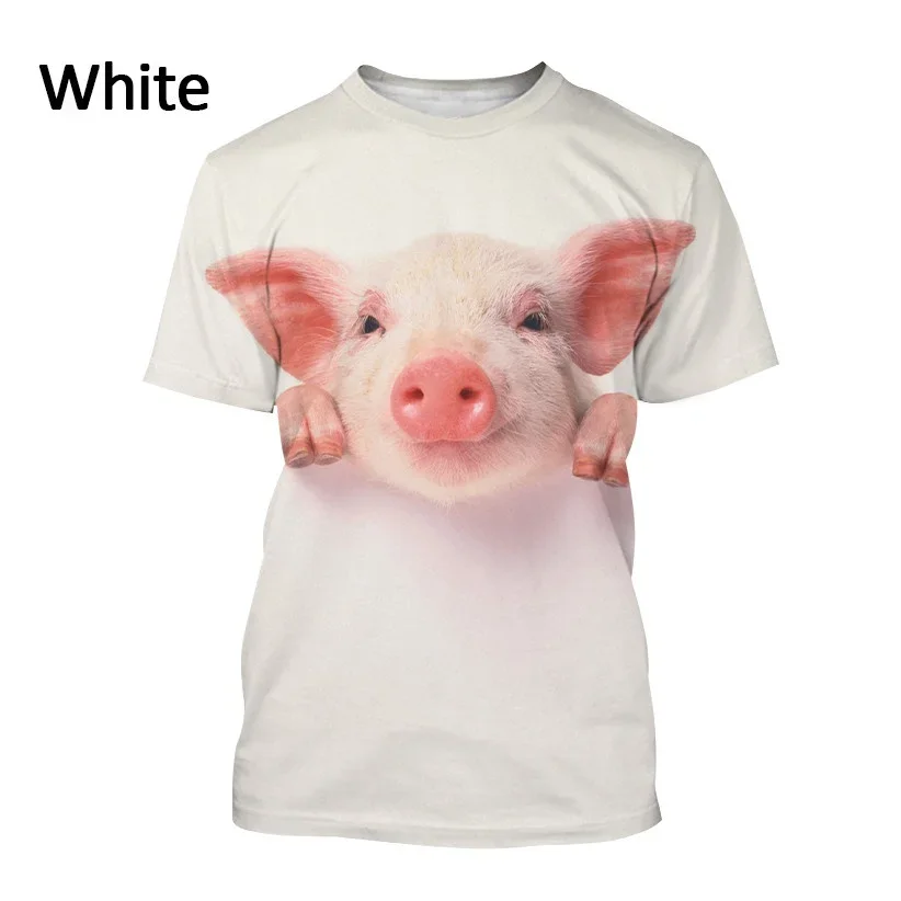 Camisetas Kawaii con estampado 3D de cerdo divertido para niños, Camiseta de cuello redondo de dibujos animados, ropa informal de moda para niños y niñas, Hip Hop