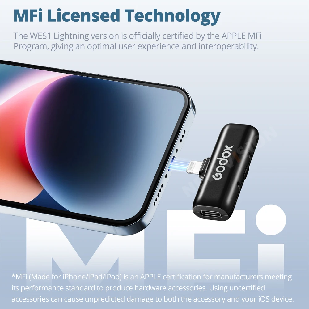 System mikrofonowy bezprzewodowy Godox WES1 WES2 2.4GHz z redukcją szumów, nadajnik i odbiornik do kamery, smartfona, transmisji na żywo