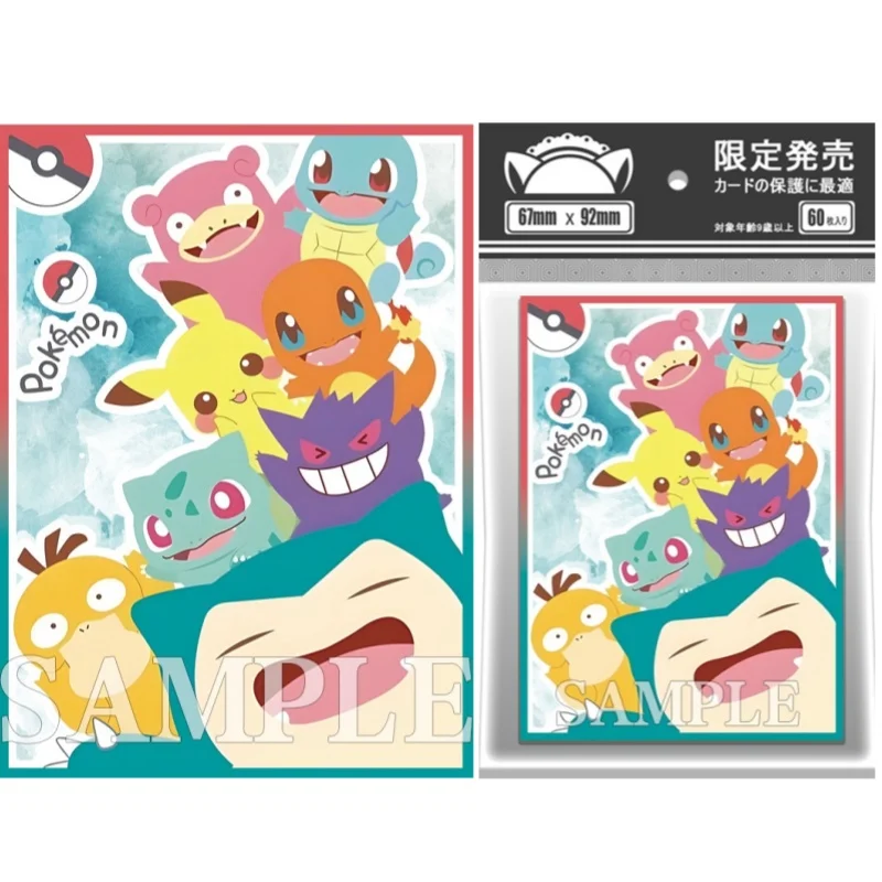 

60Pcs/Set Pokemon Cards Sleeve Charmander Slowpoke Anime Game Characters Colorful Laser Version DIY Cards Protective Cover Toys