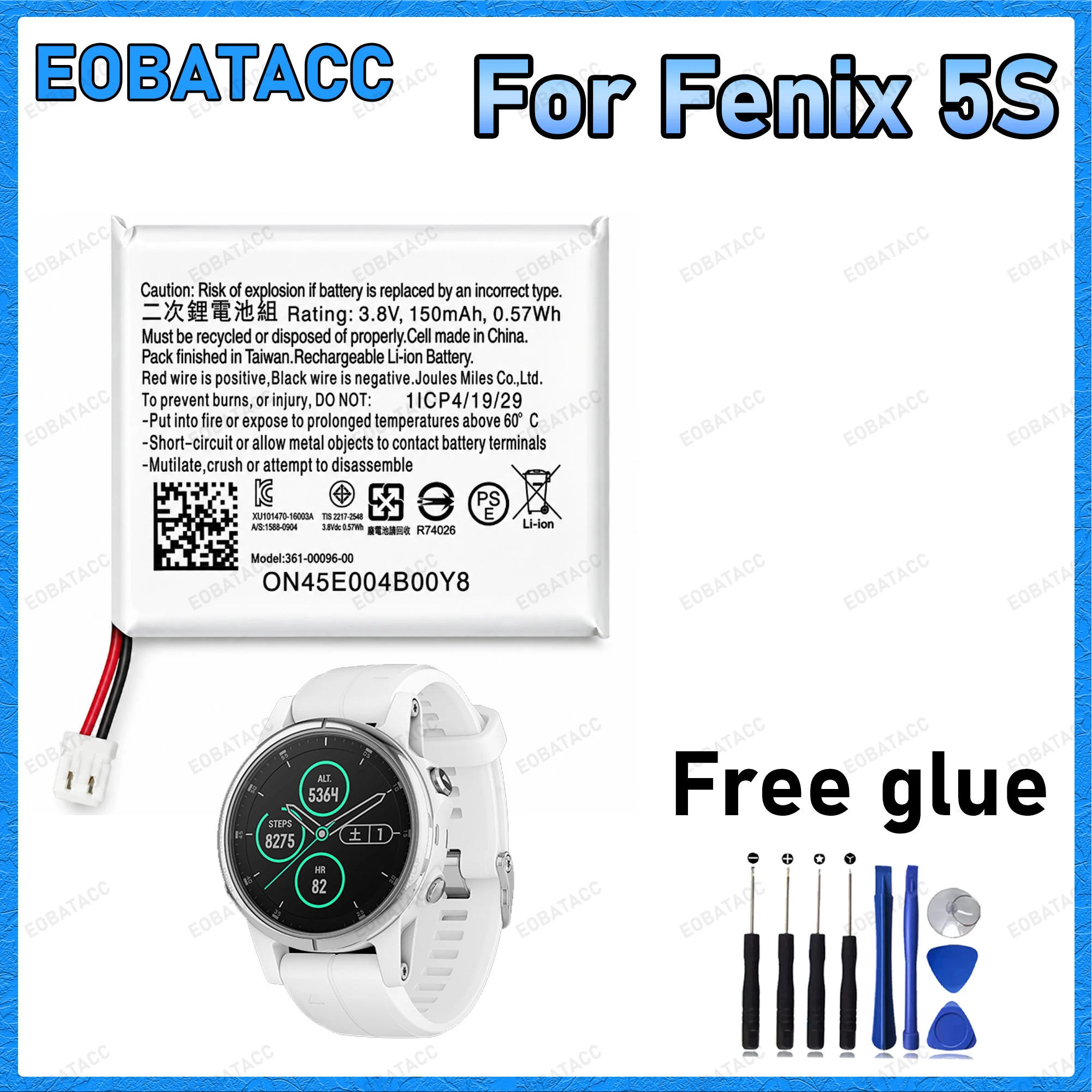New Replacement Battery For Garmin Fenix 5 6 Fenix 5S 5X Forerunner 935 945 361-00097-00 361-00096-00 361-00098-00 255mAh