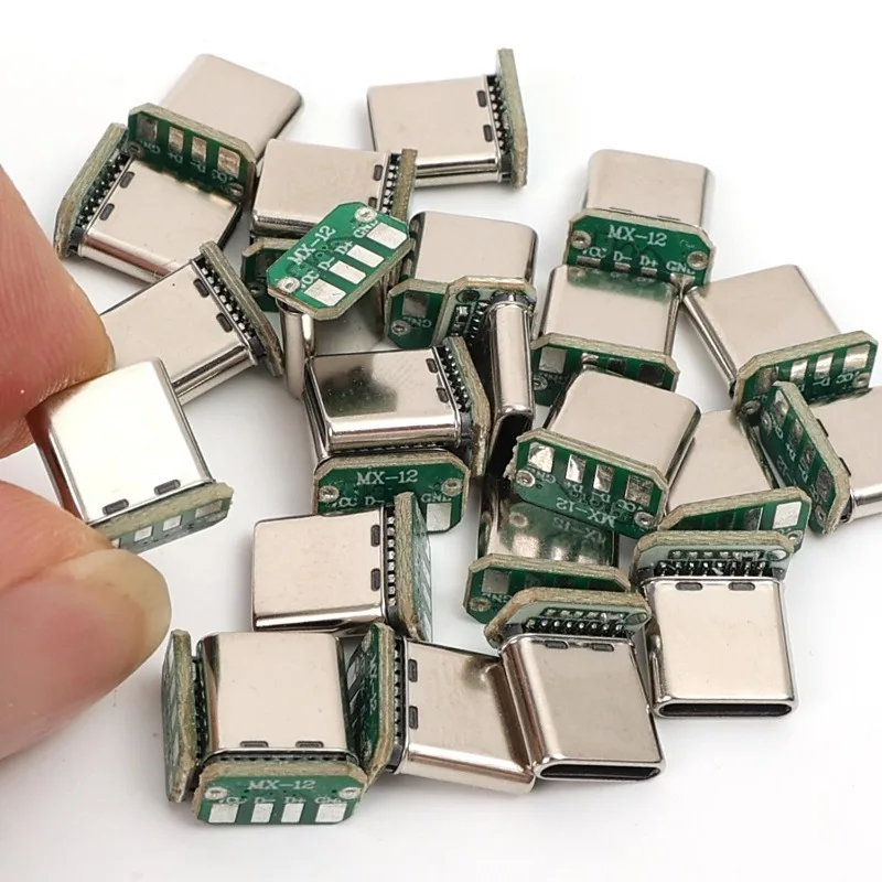 New USB 3.1 Type C Male Plug 90 Degree Vertical Patch Board 16Pin Data Band PCB USB C Tape Board Male Head 16P Type-C Connector