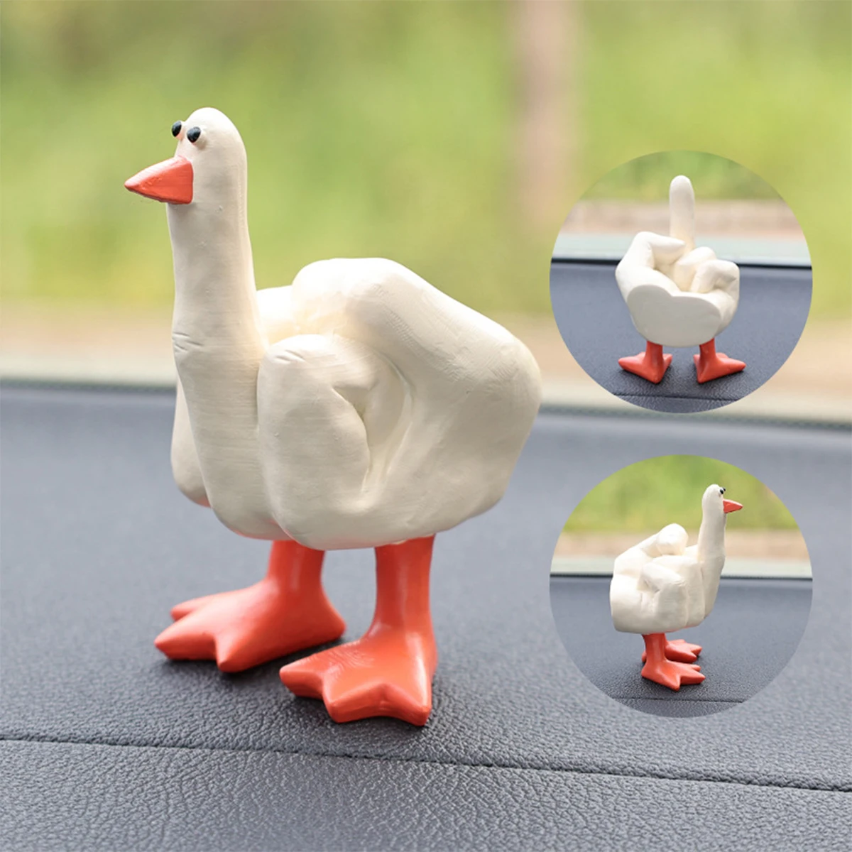 Vertical Middle Finger Duck Feeding Film Car Carrying Tabletop Cartoon Resin Ornaments 1PCS