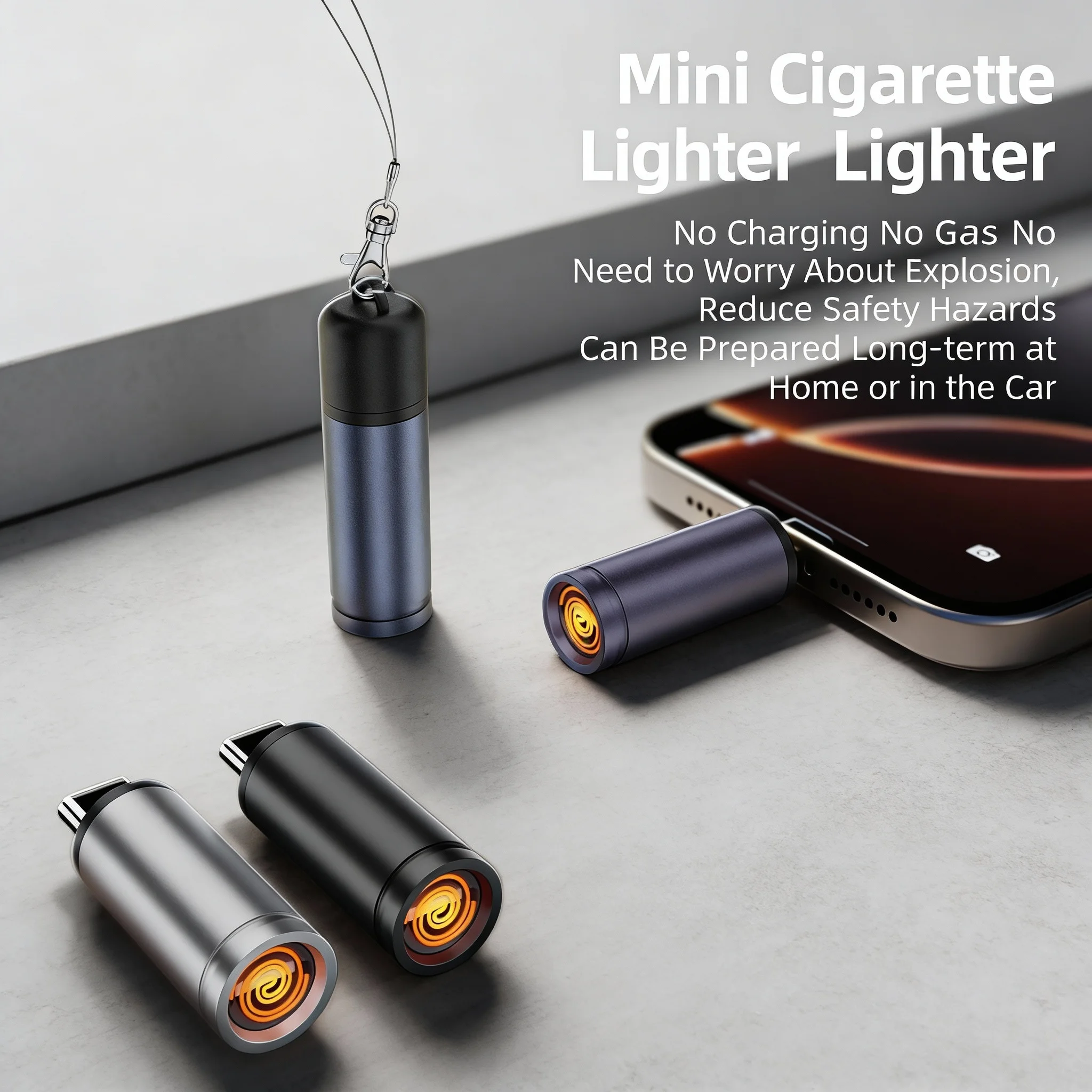 Type C Mini Cigarette Lighter Windproof Cigarette Lighter Outdoor Blowing Cigarette Lighter Adapter USB-C Cigarette Lighter