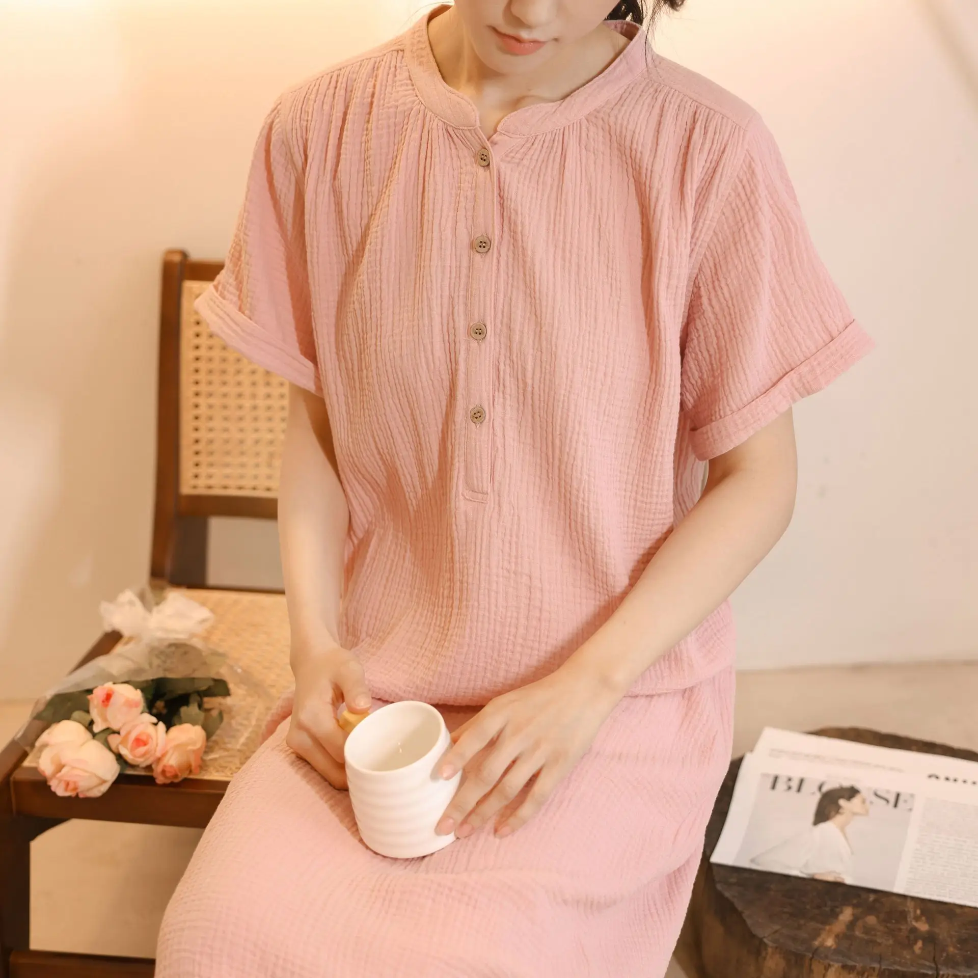 Fdfklak Night Dress Women Summer New Short Sleeve Nightgown Lingere 100% Cotton Feamle Comfortable Out Wear Homewear