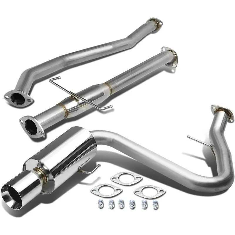 نظام عادم Catback ذو طرف كاتم صوت ملفوف مقاس 4 بوصات من Auto Dynasty متوافق مع 2004-2010 Scion tC Coupe 2.4L، من الفولاذ المقاوم للصدأ