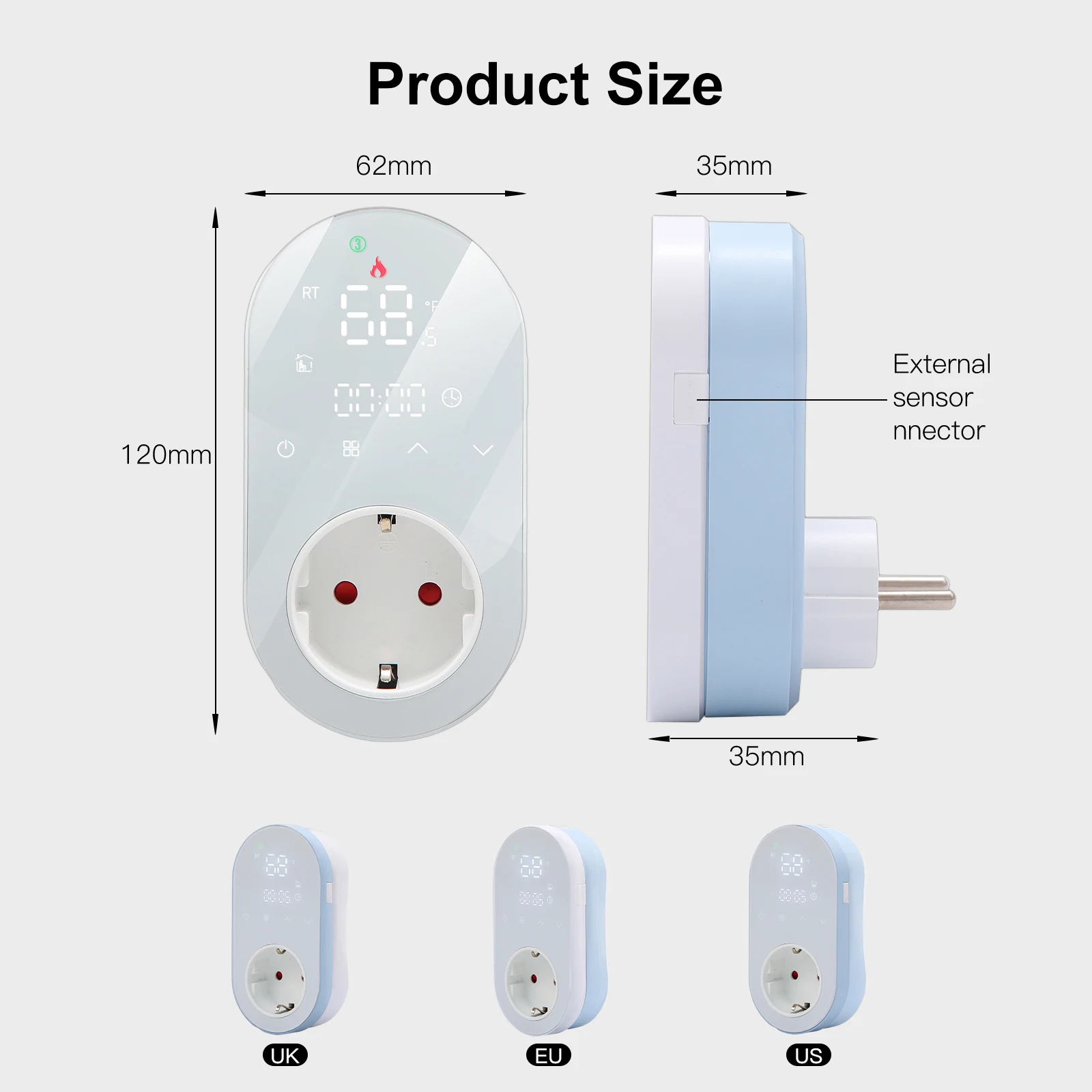 MOES-termostato LED inteligente con WiFi, enchufe de salida, modo de calefacción y refrigeración, 16a, Control remoto por aplicación, Compatible con