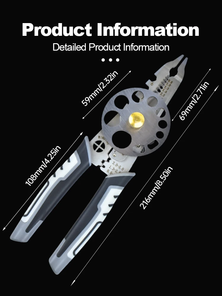 

New 10In1 Crimper Cable Cutter Adjustable Automatic Wire Stripper Multifunctional Stripping Crimping Pliers Terminal Hand Tool