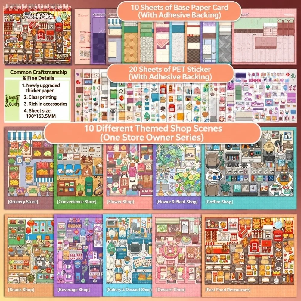 Store Manager Landscape Sticker Collection Book Collage Die-Cut 3D Miniature Scene Stickers PET DIY Cabin Scene Sticker