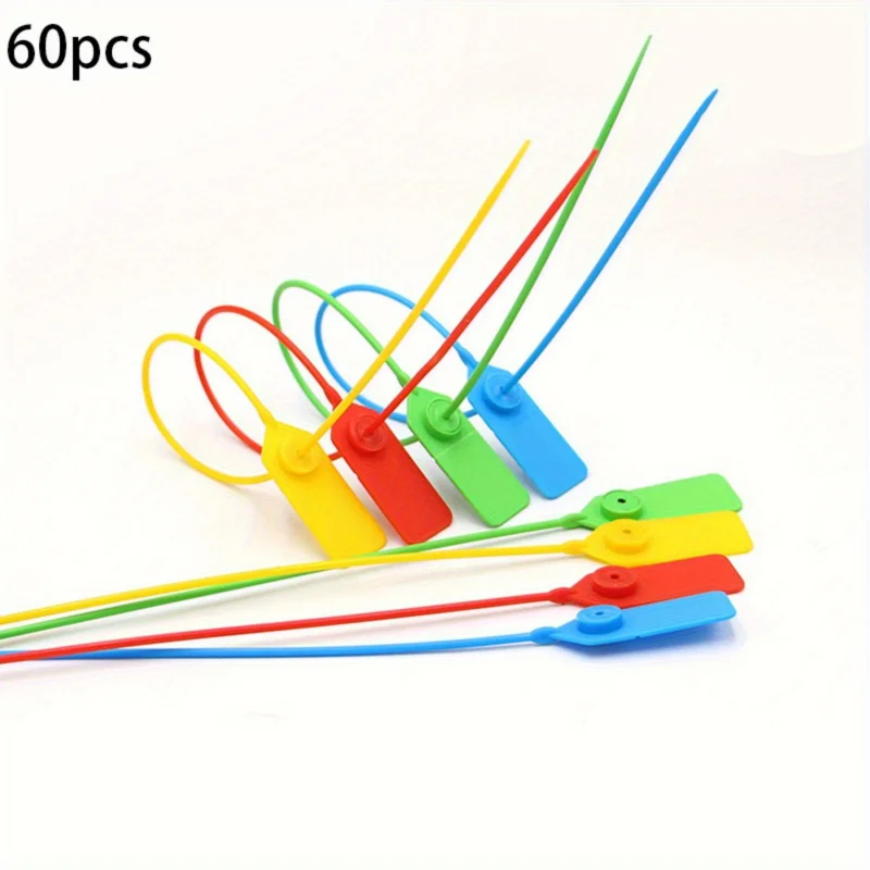 

60pcs Colorful Plastic Seals - Anti-Theft, Disposable, Durable for Logistics & Shipping, 4 Colors (Yellow, Red, Green, Blue)