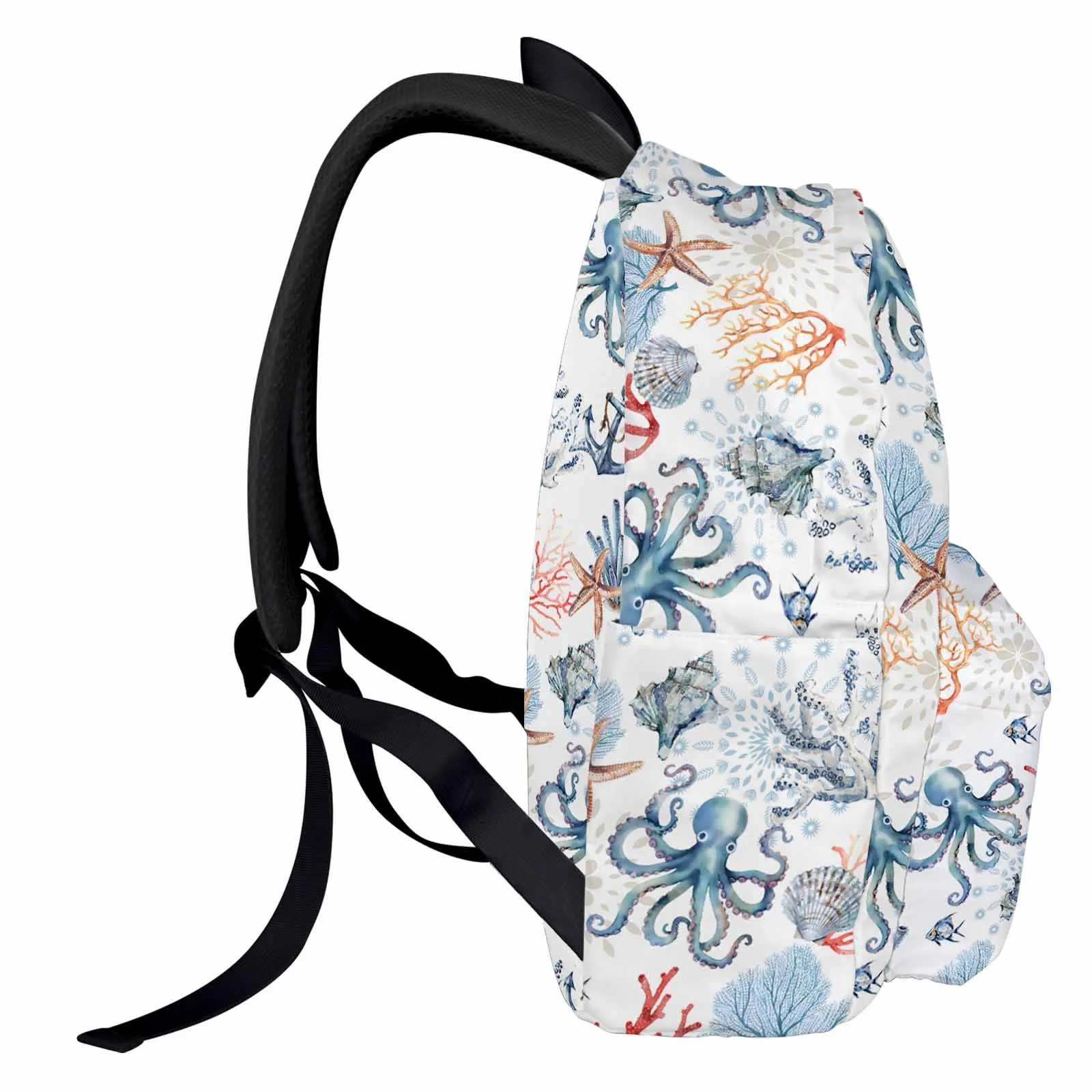 Marine Coral Shells Starfish Conch Octopus Backpack School Bags for Teenagers Students Laptop Bag Women's Casual Travel Backpack